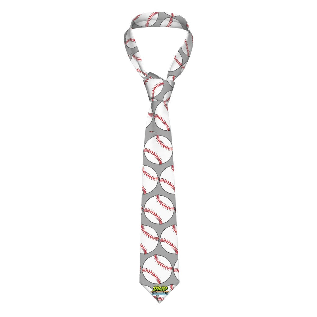 Game Day Tie - Baseballs Classic Grey
