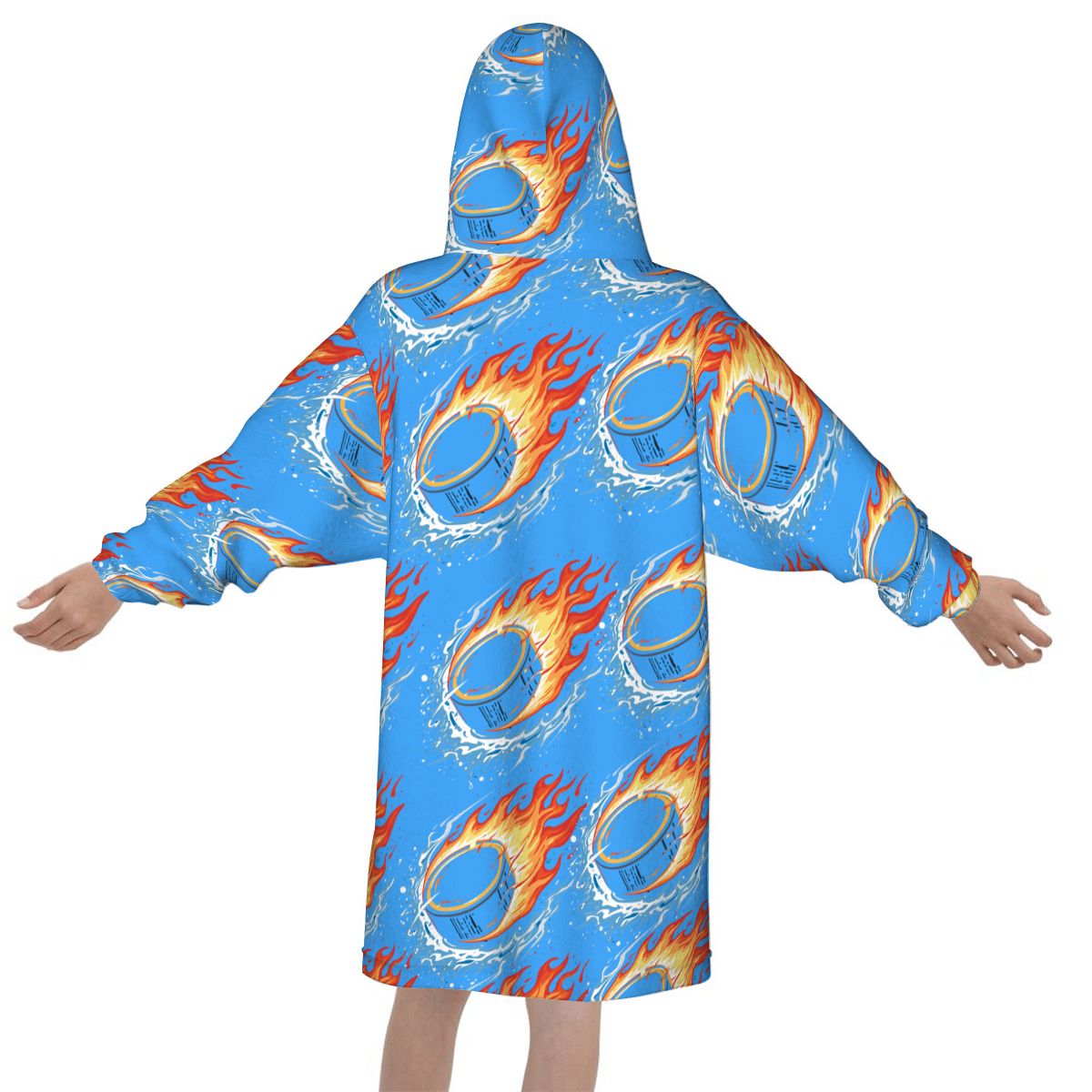Youth Blanket Sweatshirt - Flamin Hockey Pucks Blue