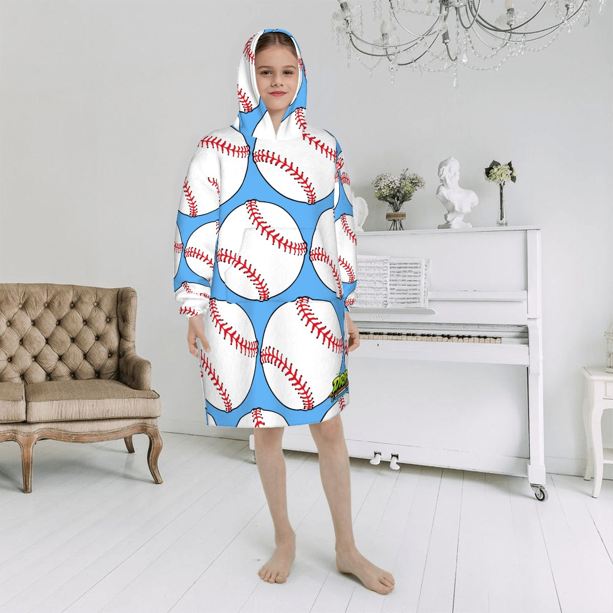 Youth Blanket Sweatshirt - Baseballs Classic Blue