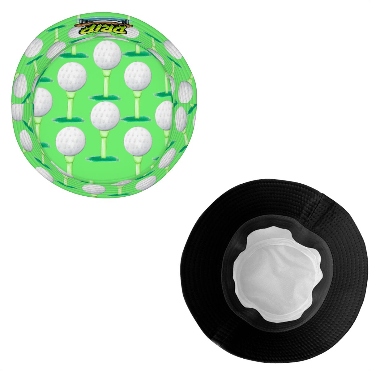 Drip Bucket Hat - Golf Ball and Tee Hot Green