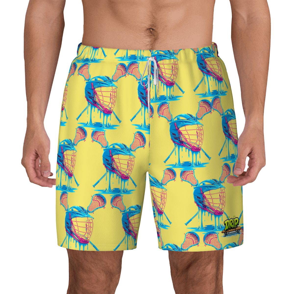W2W Pro Mesh Hybrid Shorts - Lacrosse Helmet Sticks Yellow