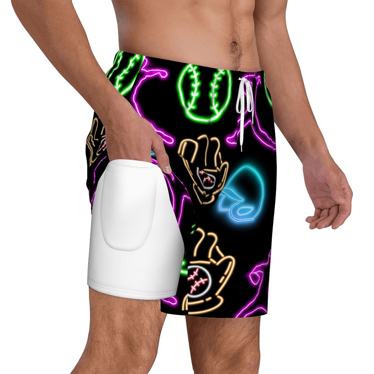W2W Pro Mesh Hybrid Shorts - Black Neon Lights