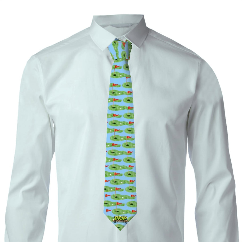 Game Day Tie - Golf Hole and Flag Blue