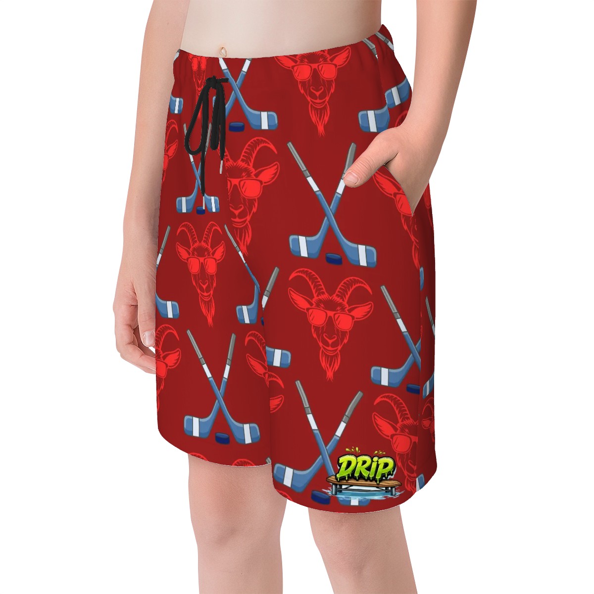 Youth Swim Shorts - Goated Hockey Classic Red