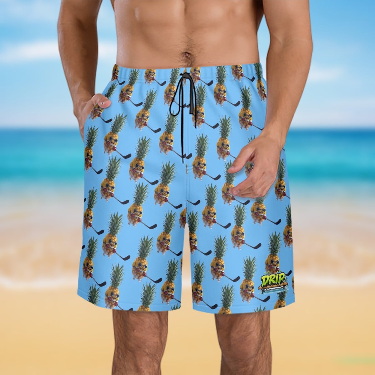 Men/Teen Swim Shorts - Piney Snipes Sky Blue