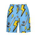 Men/Teen Swim Shorts - Lightning Bolts and Hockey Sticks Sky Blue
