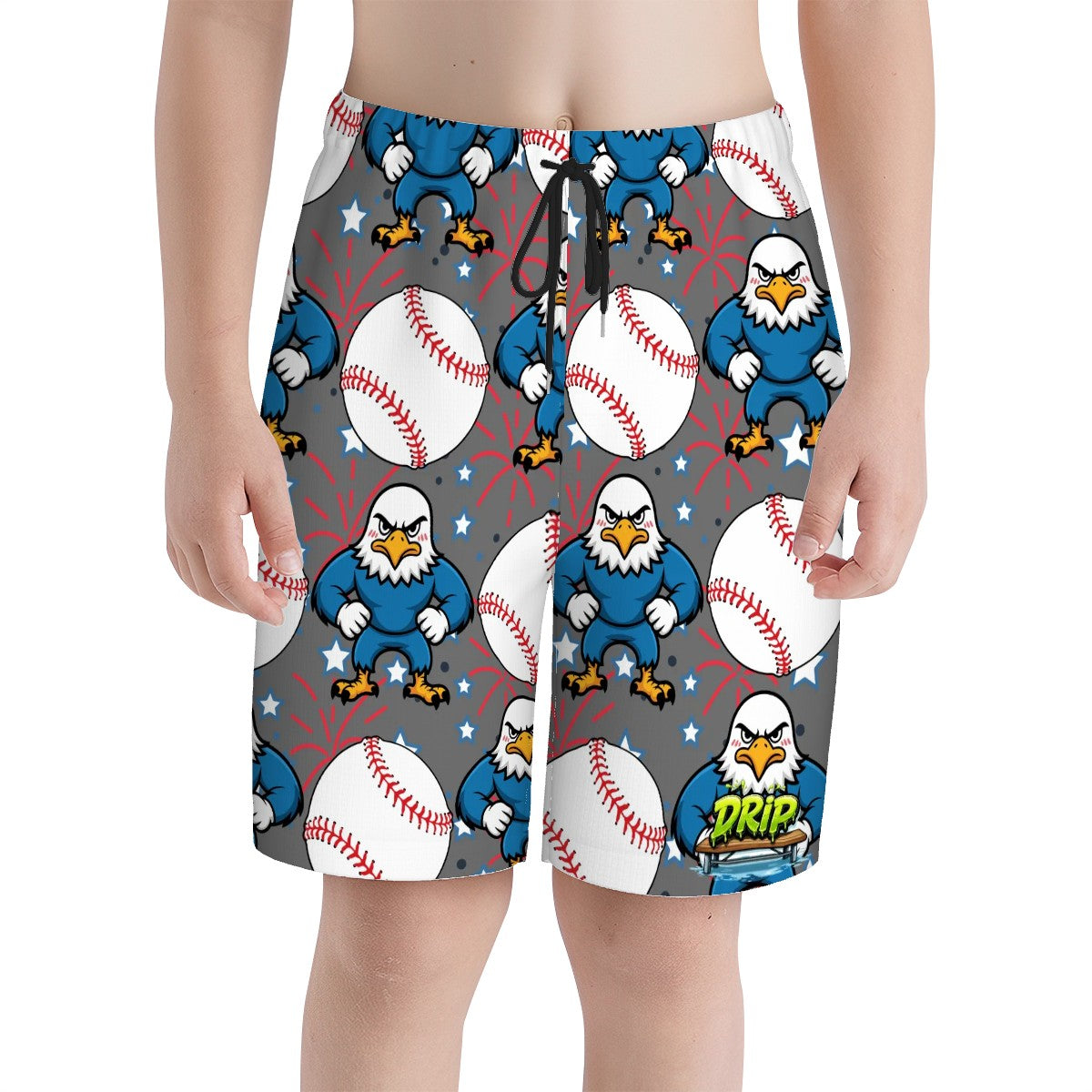 Youth Swim Shorts - Stars and Strikes Grey