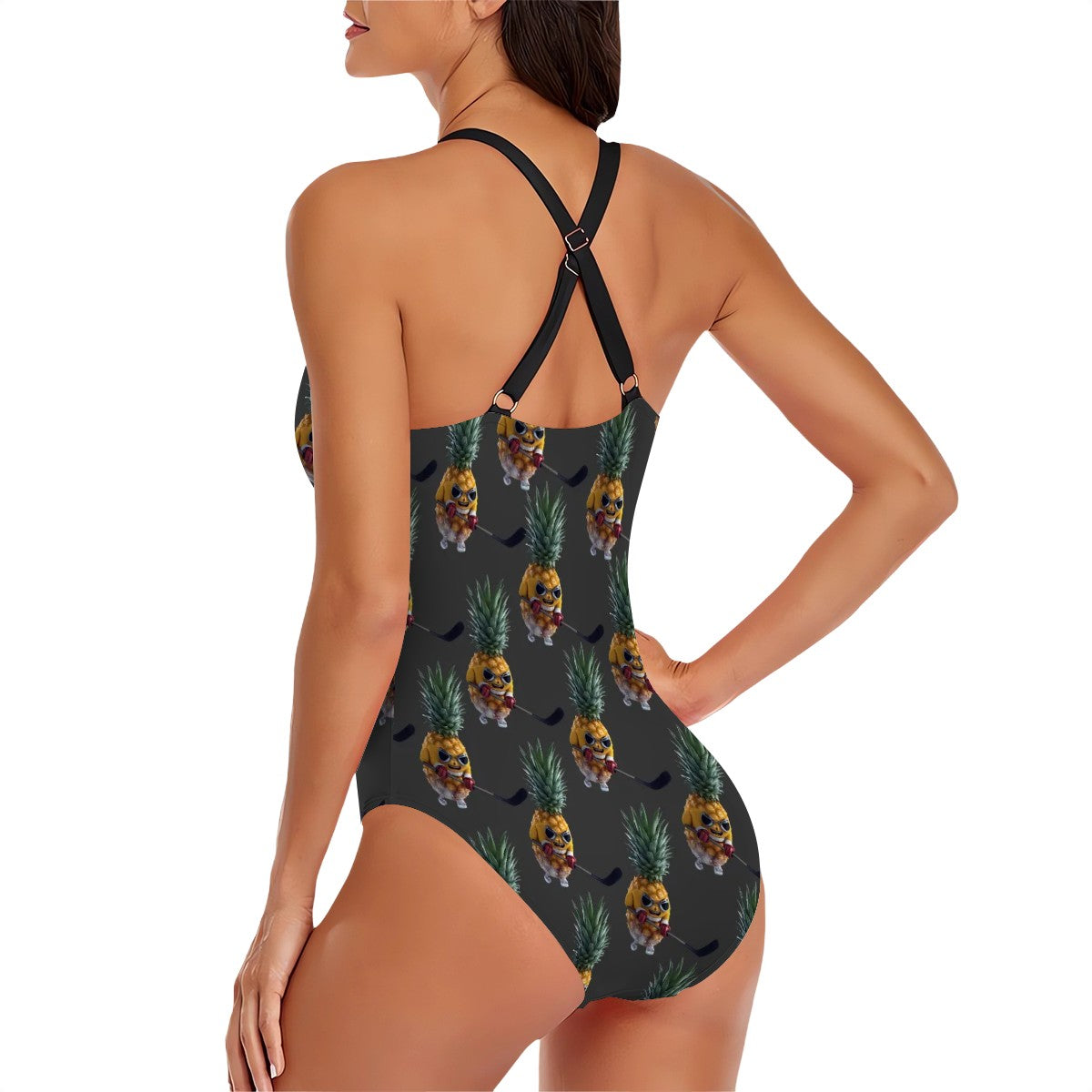 Cross-Back One Piece Swimsuit Women - Piney Snipes Charcoal