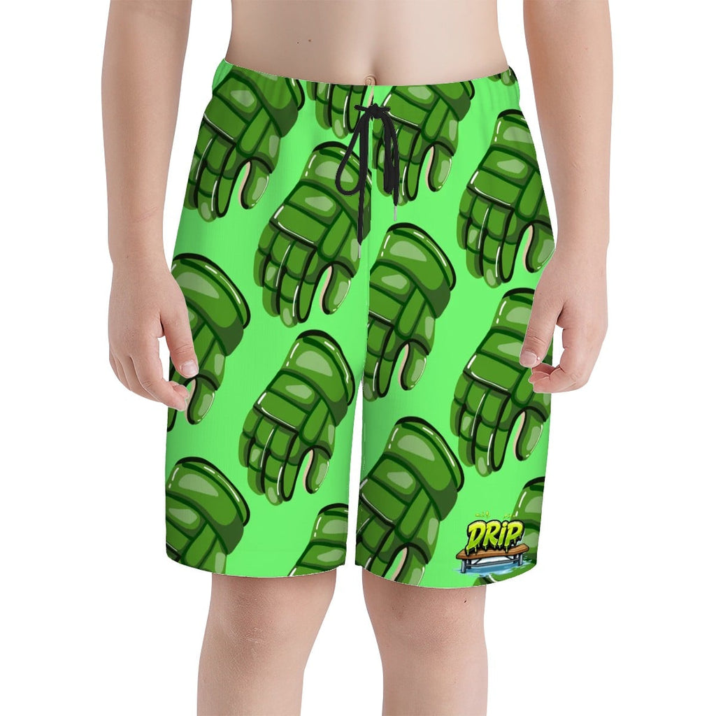 Youth Swim Shorts - Green Hockey Gloves Hot Green
