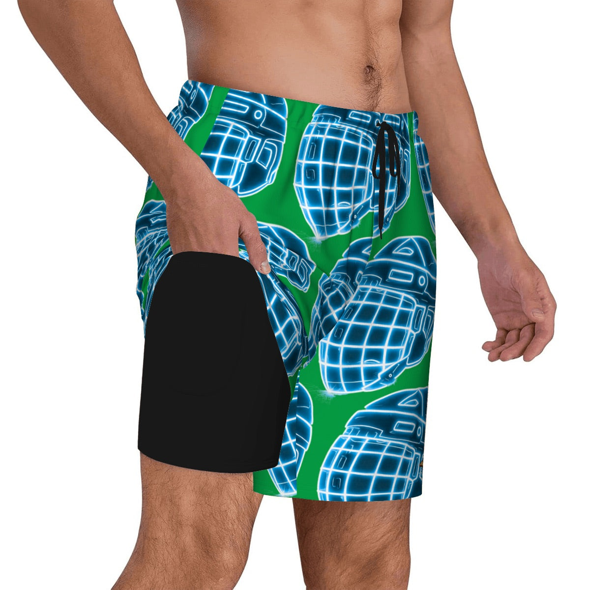 W2W Pro Mesh Hybrid Shorts - Hockey Helmet Neon Blue Green