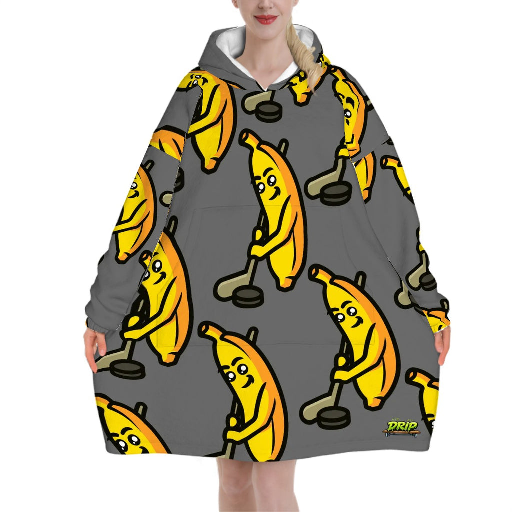 Adult Blanket Sweatshirt - Bananas for Hockey Dark Grey