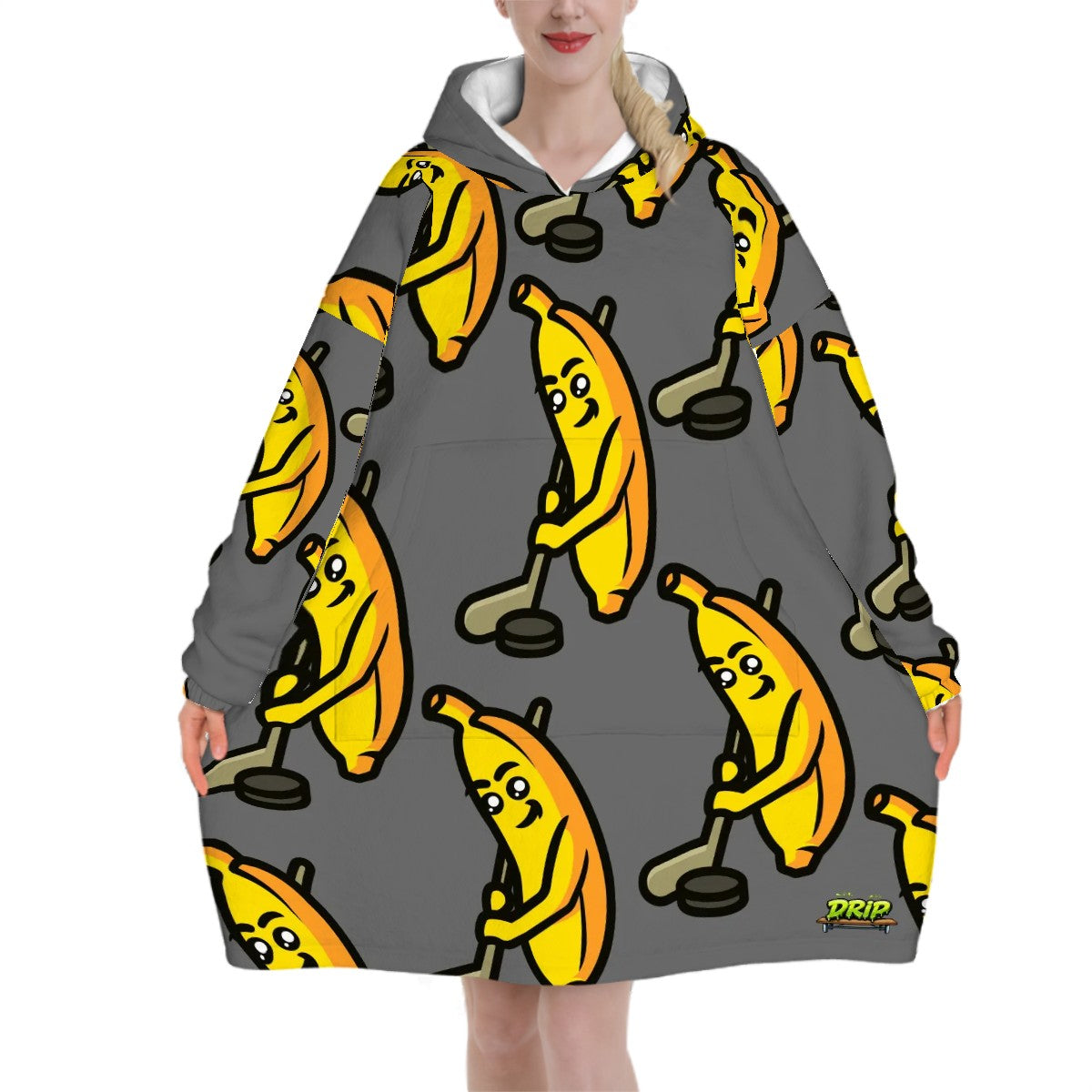 Adult Blanket Sweatshirt - Bananas for Hockey Dark Grey