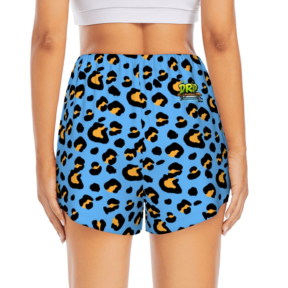 Drip Bench Women's Shorts - Leopard Sky Blue