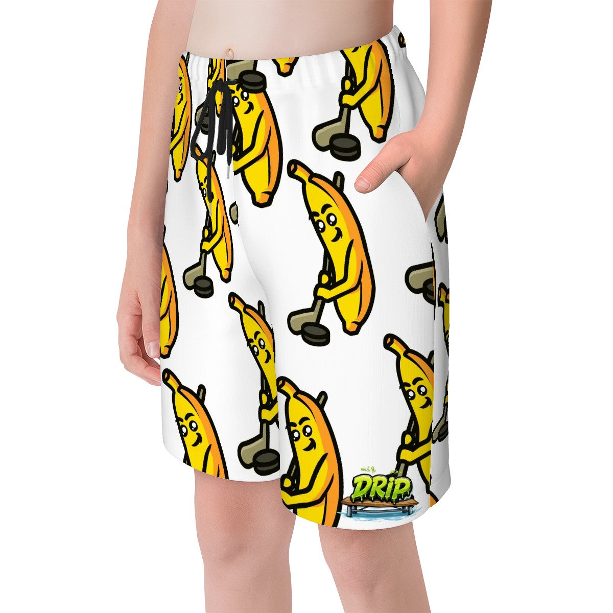 Youth Swim Shorts - Bananas for Hockey White