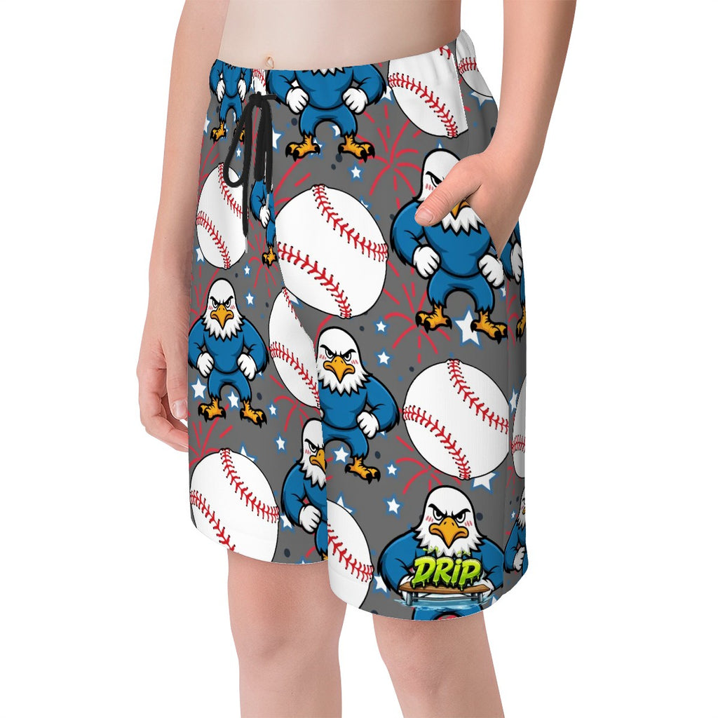 Youth Swim Shorts - Stars and Strikes Grey