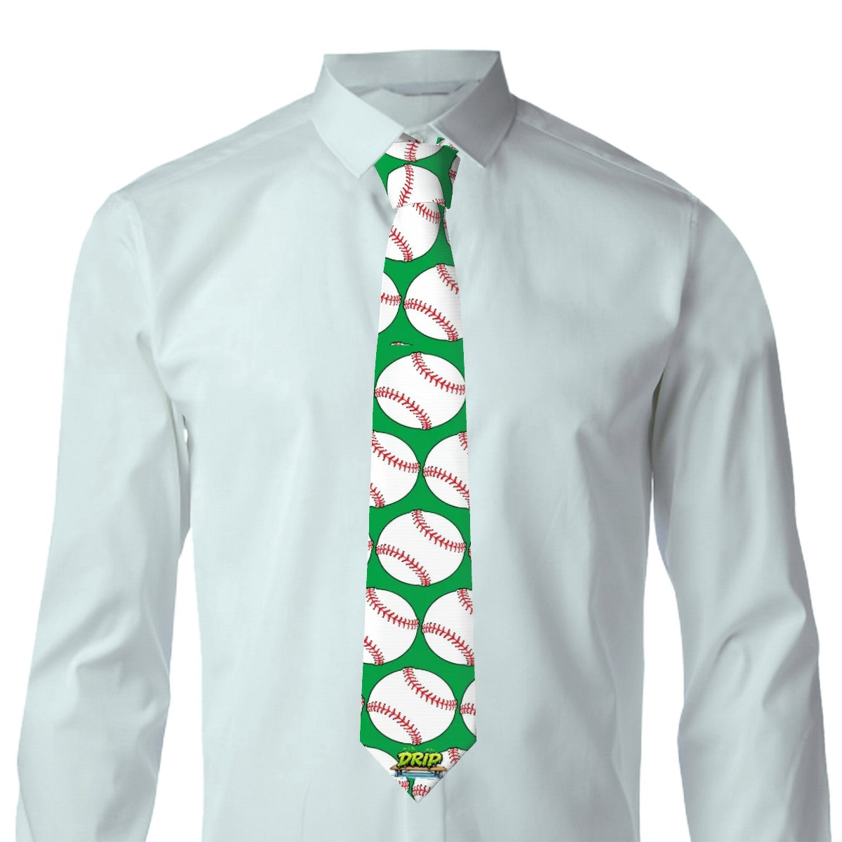 Game Day Tie - Baseballs Classic Green
