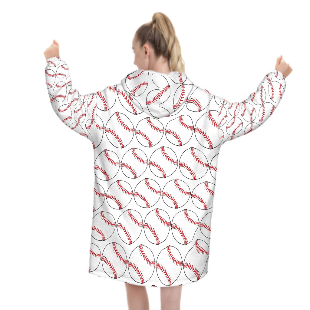 Adult Blanket Sweatshirt - Classic Baseball White
