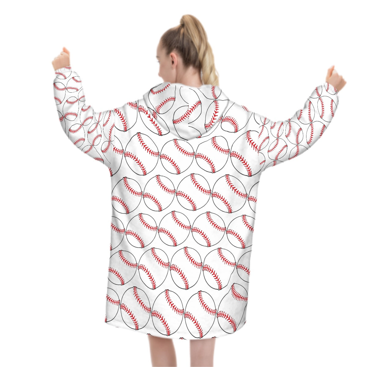Adult Blanket Sweatshirt - Classic Baseball White
