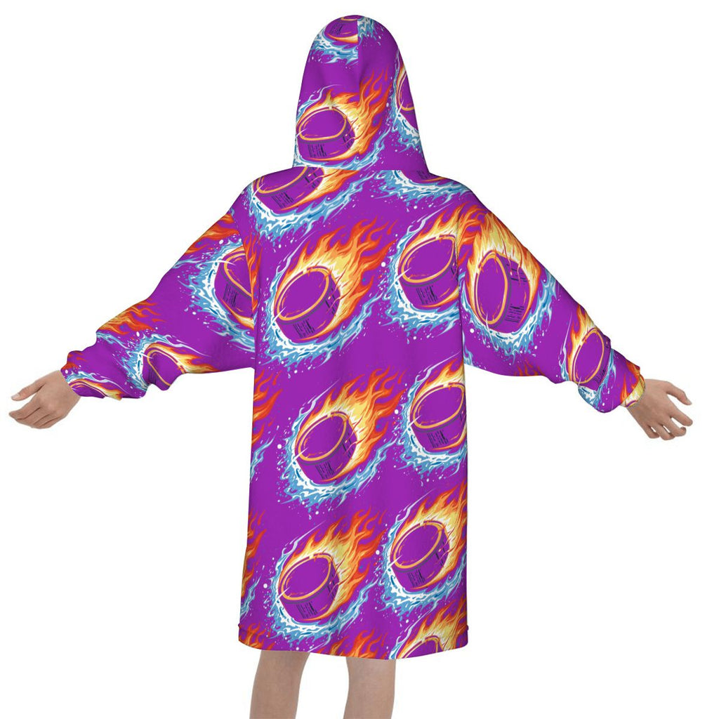 Youth Blanket Sweatshirt - Flamin Hockey Pucks Classic Purple