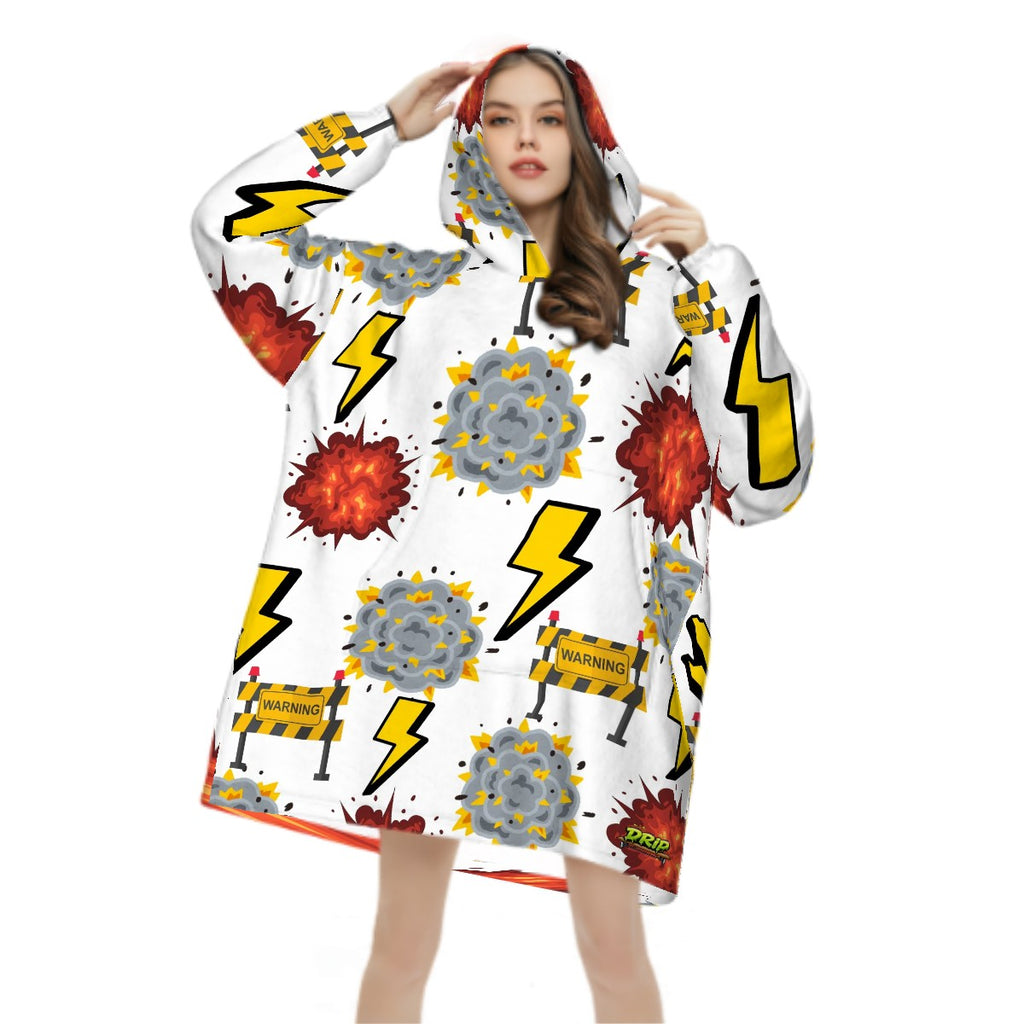 Adult Blanket Sweatshirt - I Come With a Warning Label White