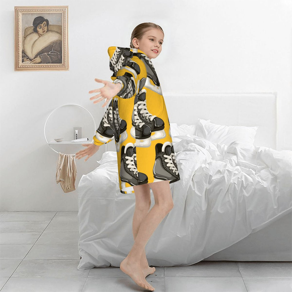 Youth Blanket Sweatshirt - Hockey Skates Gold