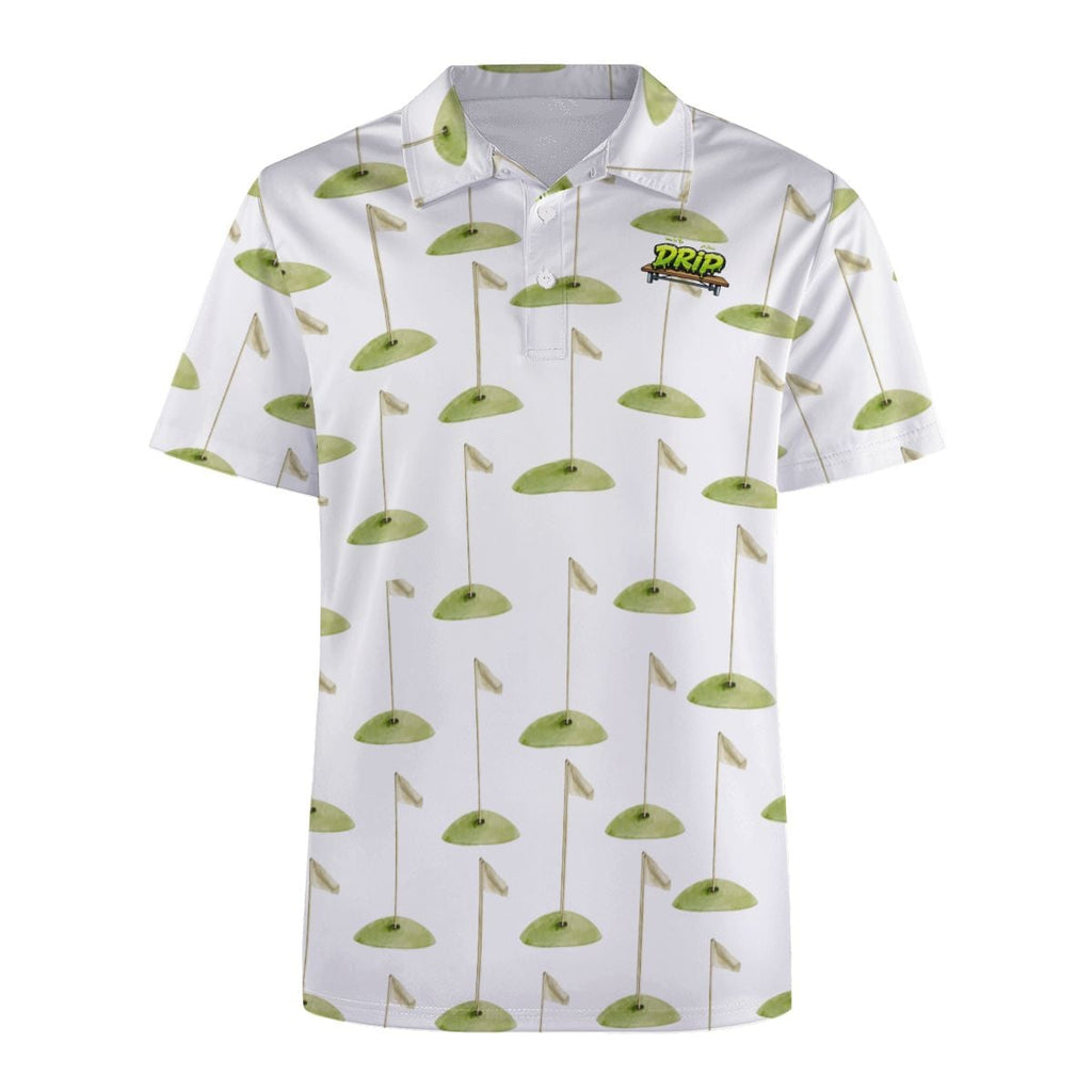 Uncle Golf Shirt - Hole Flag Sketch White