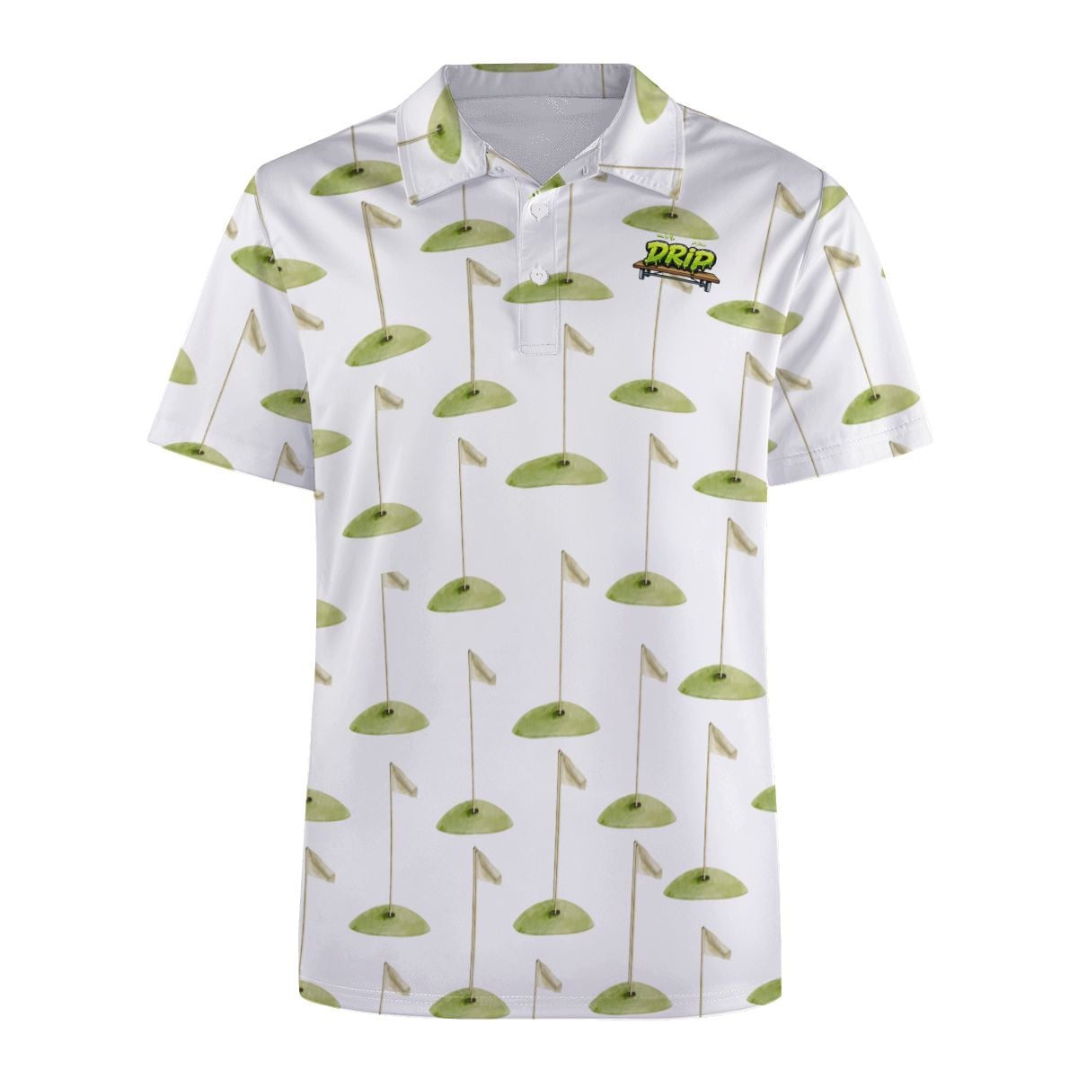 Uncle Golf Shirt - Hole Flag Sketch White