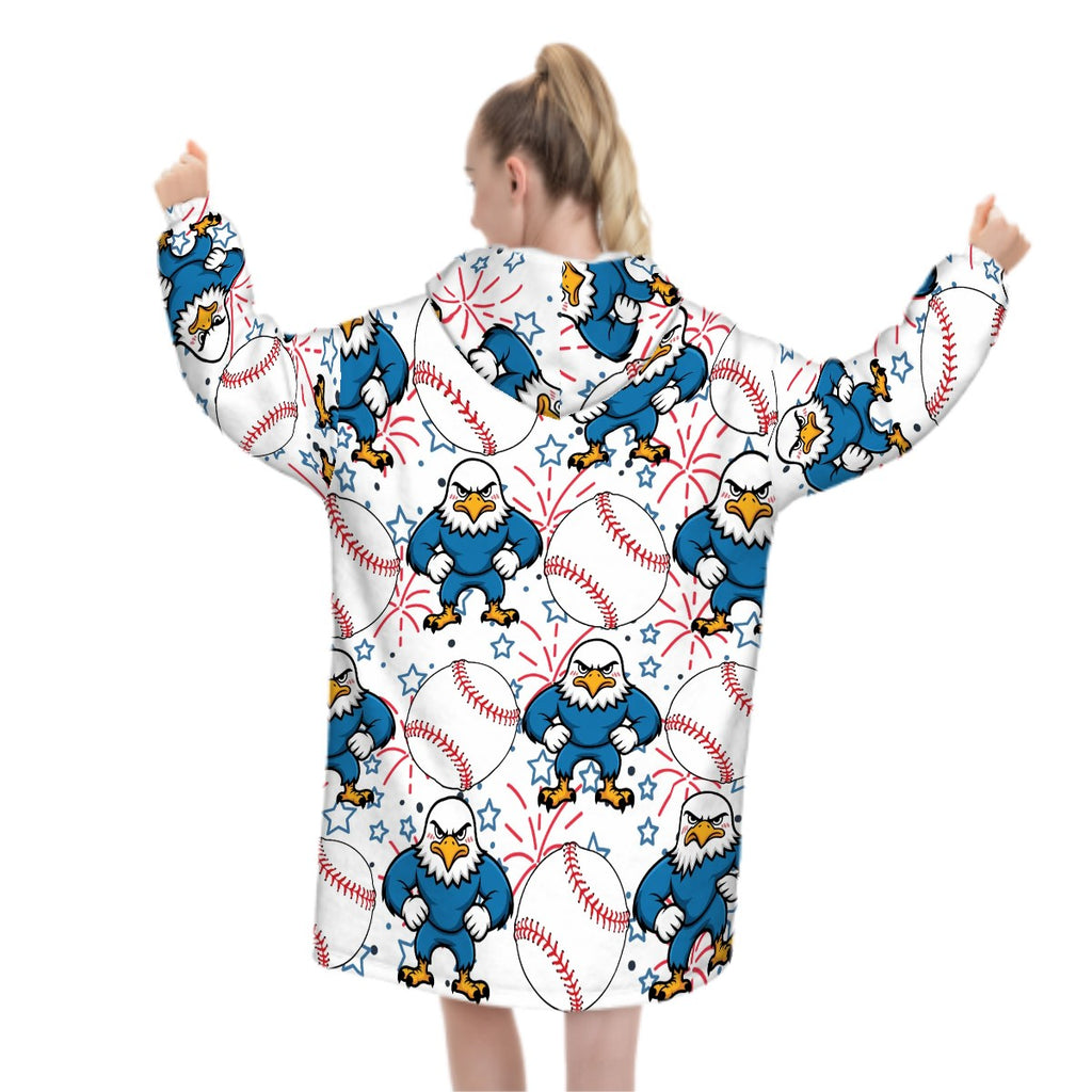 Adult Blanket Sweatshirt - Stars and Strikes White