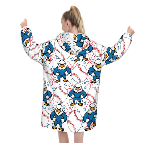 Adult Blanket Sweatshirt - Stars and Strikes White