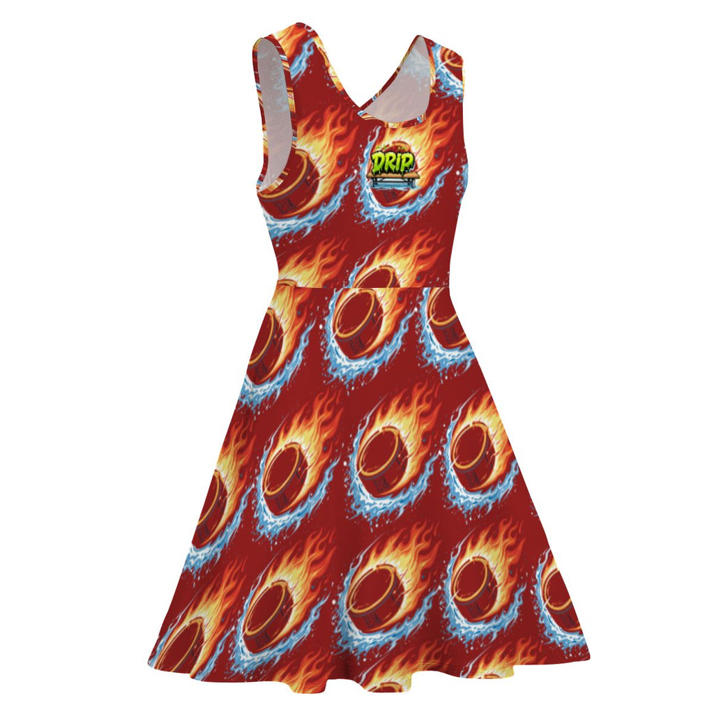 Women's Game Day Dress - Flamin Hockey Pucks Classic Red
