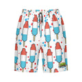 Men/Teen Swim Shorts - Red White and Blue Pop White