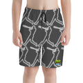 Youth Swim Shorts - White Outline Swing Batter Charcoal