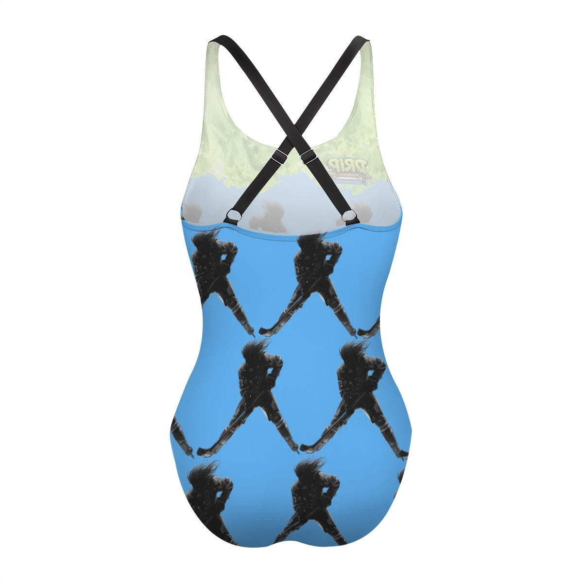 Cross-Back One Piece Swimsuit Women - Lettuce Hockey Hair Flo Blue