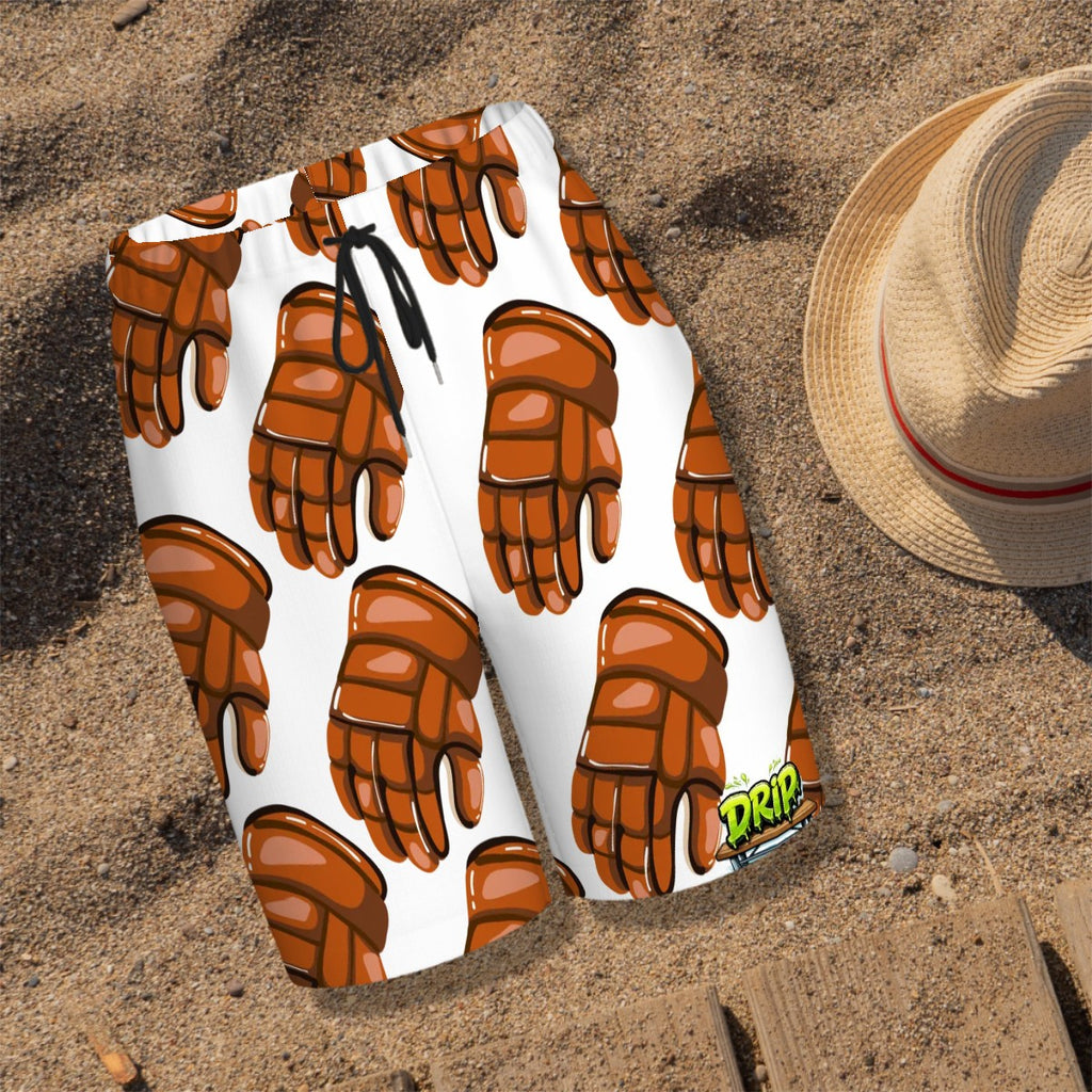Youth Swim Shorts - Orange Hockey Gloves White