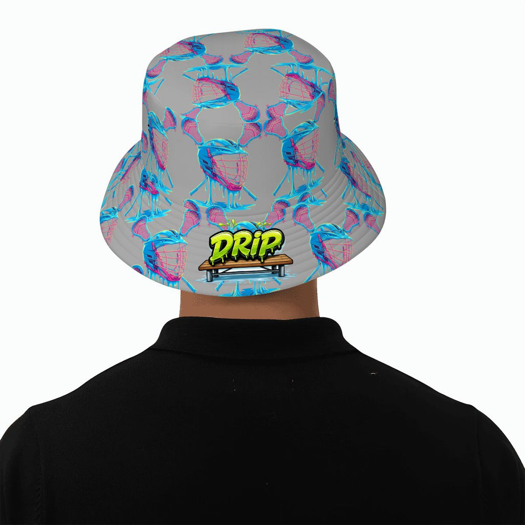 Drip Bucket Hat - Lacrosse Helmet Sticks Grey
