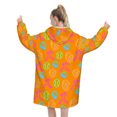 Adult Blanket Sweatshirt - Orange Neon Lights