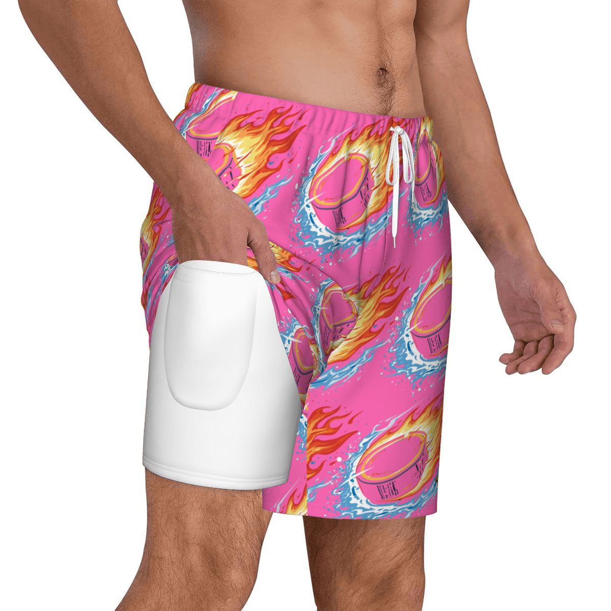 W2W Pro Mesh Hybrid Shorts - Flamin Hockey Pucks Hot Pink