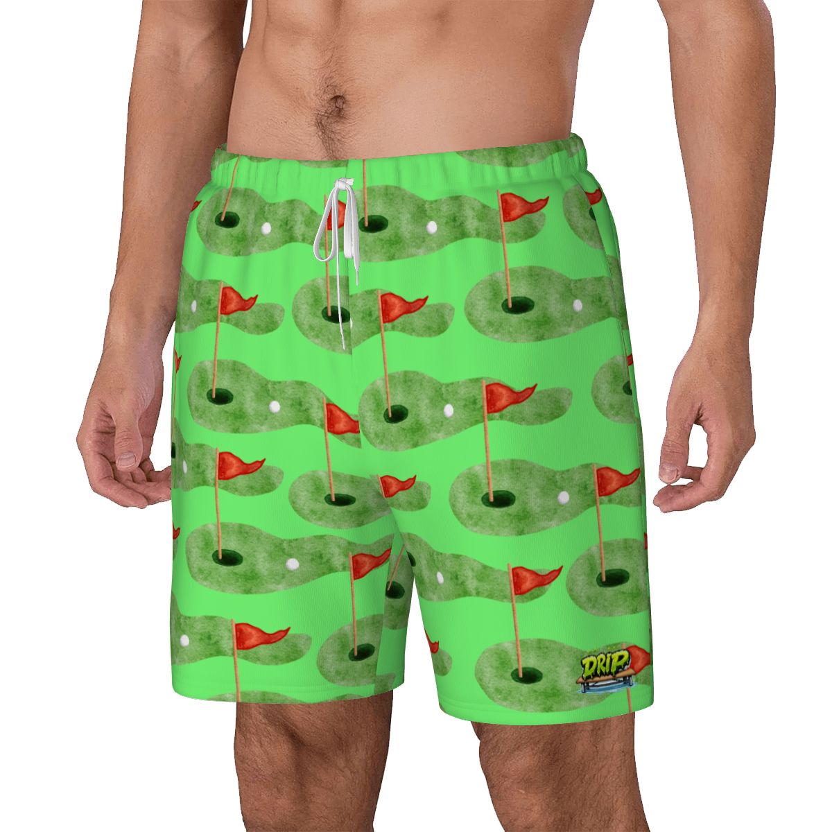 W2W Pro Mesh Hybrid Shorts - Green Hole Sketch Hot Green
