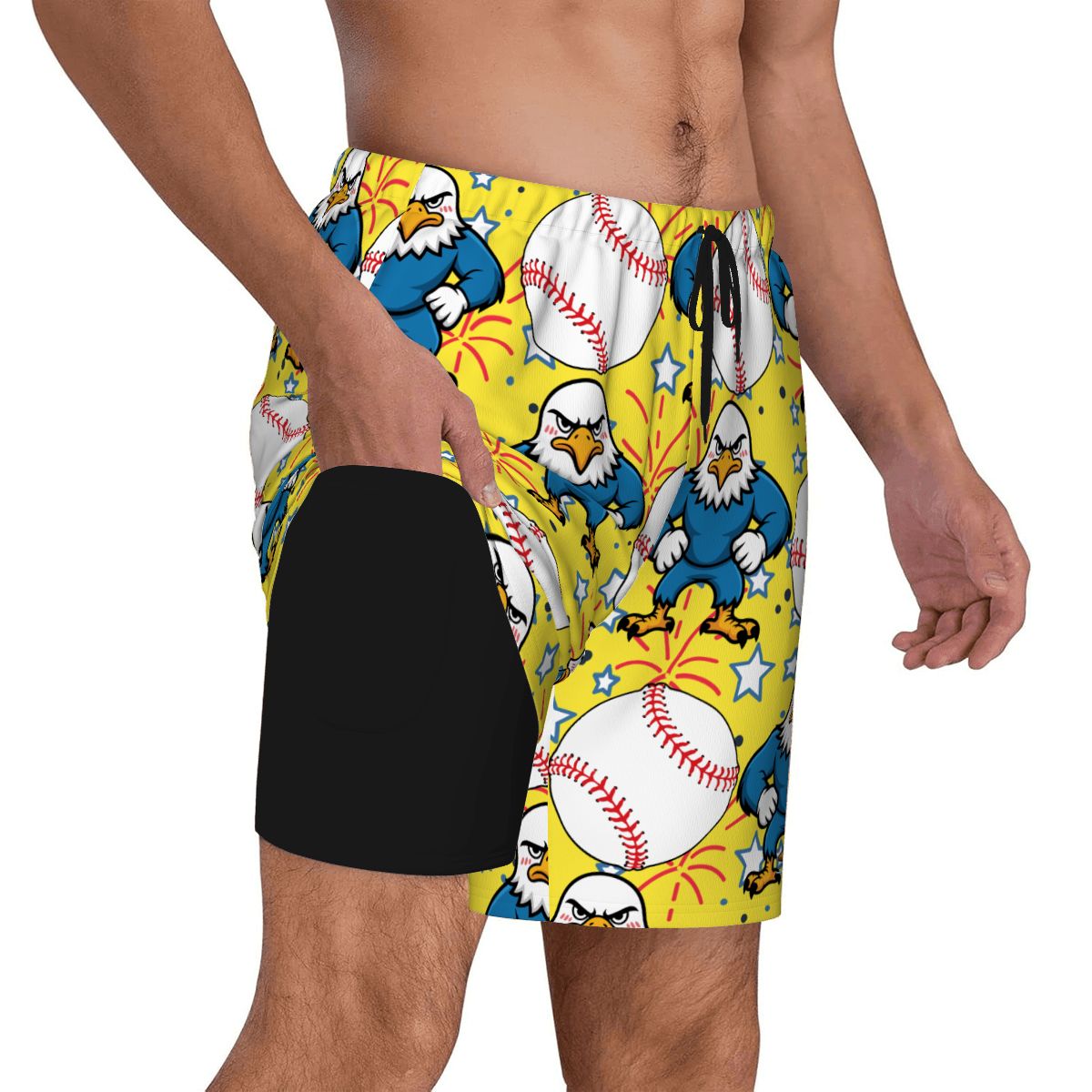 W2W Pro Mesh Hybrid Shorts - Stars and Strikes Yellow