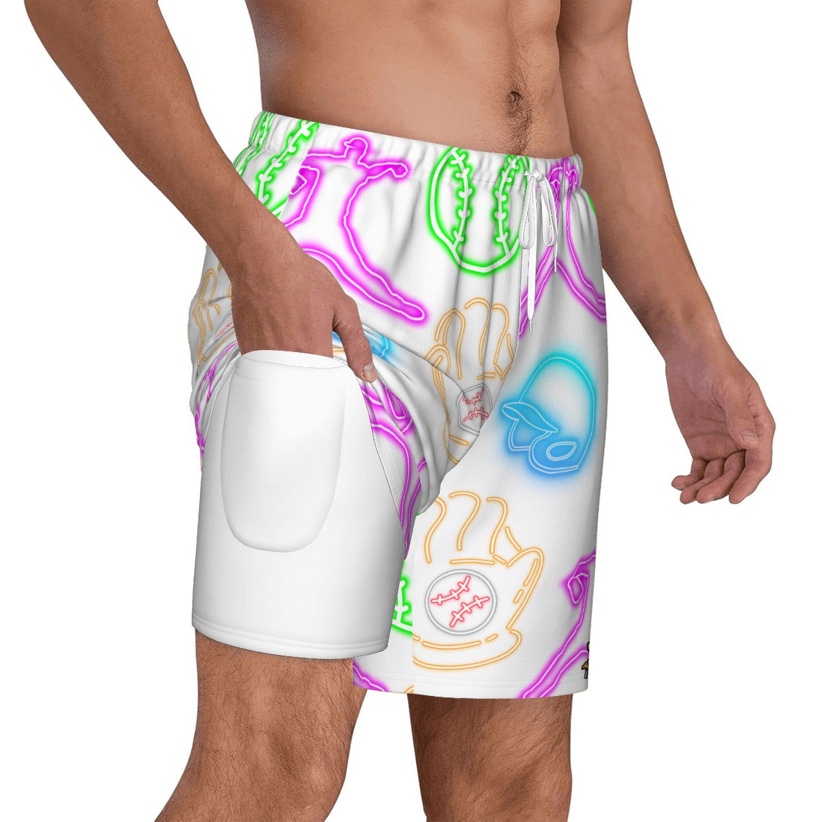 W2W Pro Mesh Hybrid Shorts - White Neon Lights