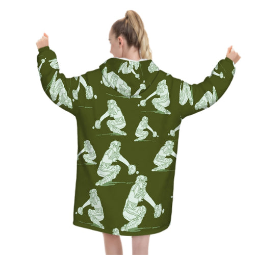 Adult Blanket Sweatshirt - Baseball Catcher Army Green