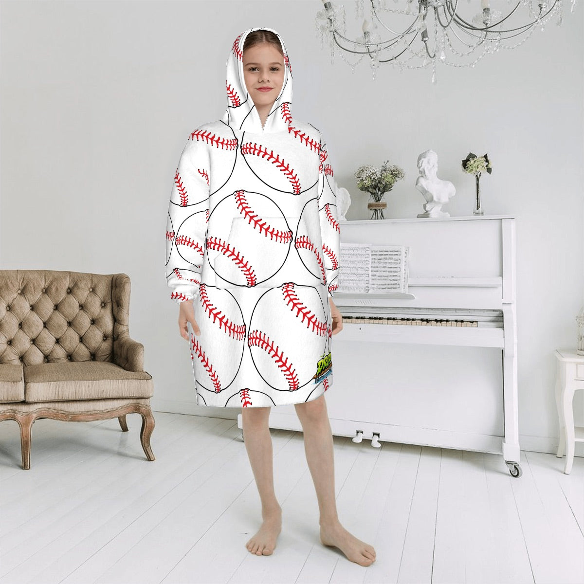 Youth Blanket Sweatshirt - Baseballs Classic White