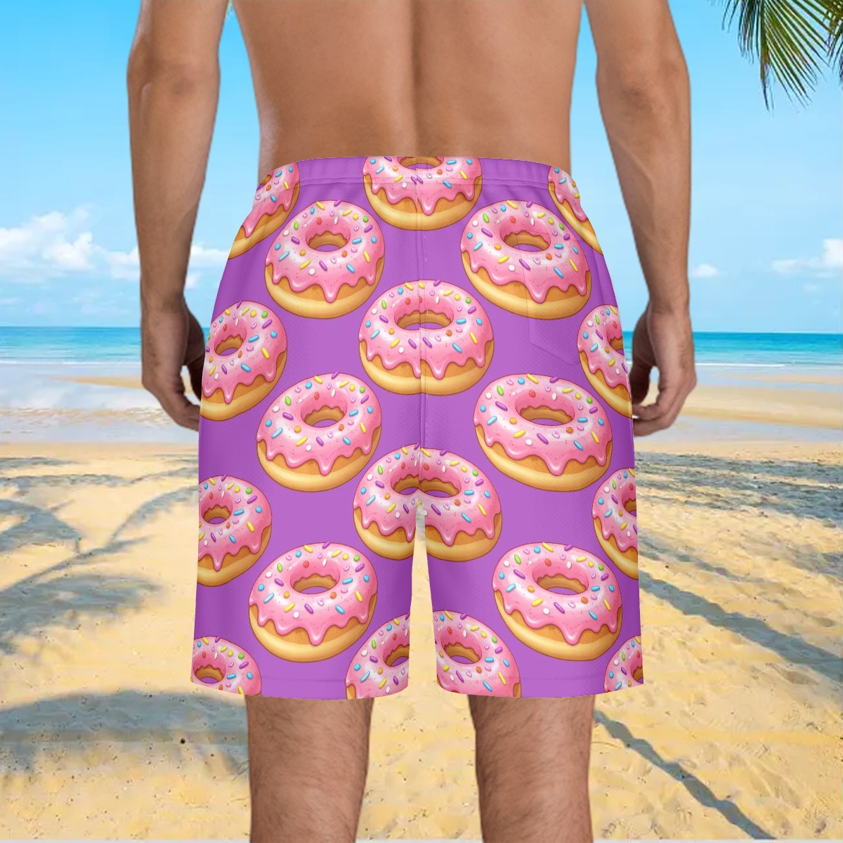 Men/Teen Swim Shorts - Donut Drip Purple