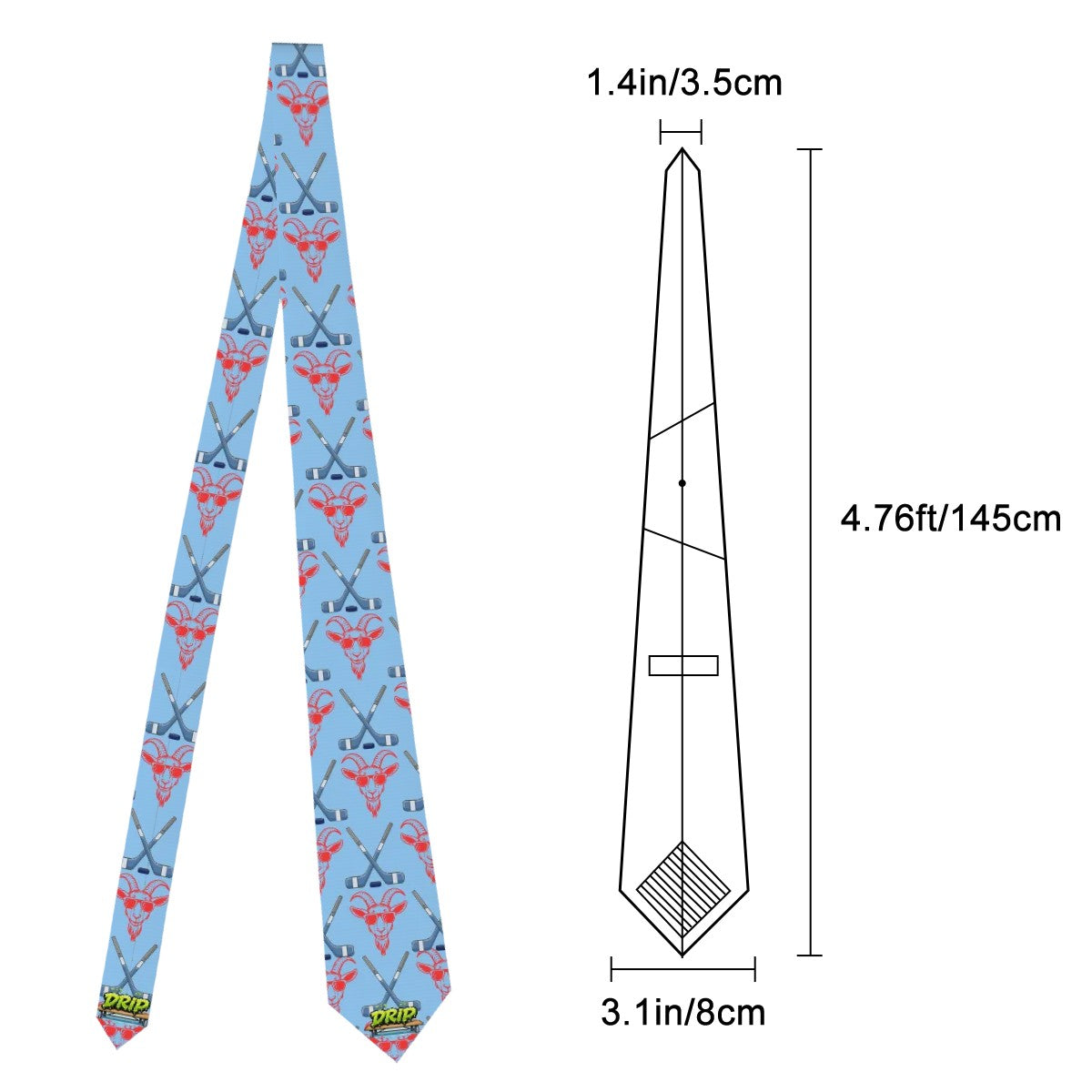 Game Day Tie - Goated Hockey Blue