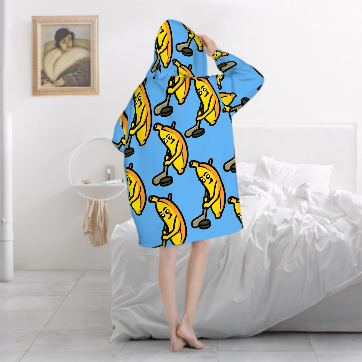 Adult Blanket Sweatshirt - Bananas for Hockey Sky Blue