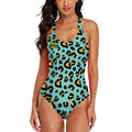Cross-Back One Piece Swimsuit Women - Drip Bench Leopard Caribbean
