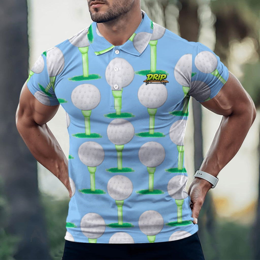 Uncle Golf Shirt - Golf Ball and Tee Ice Blue
