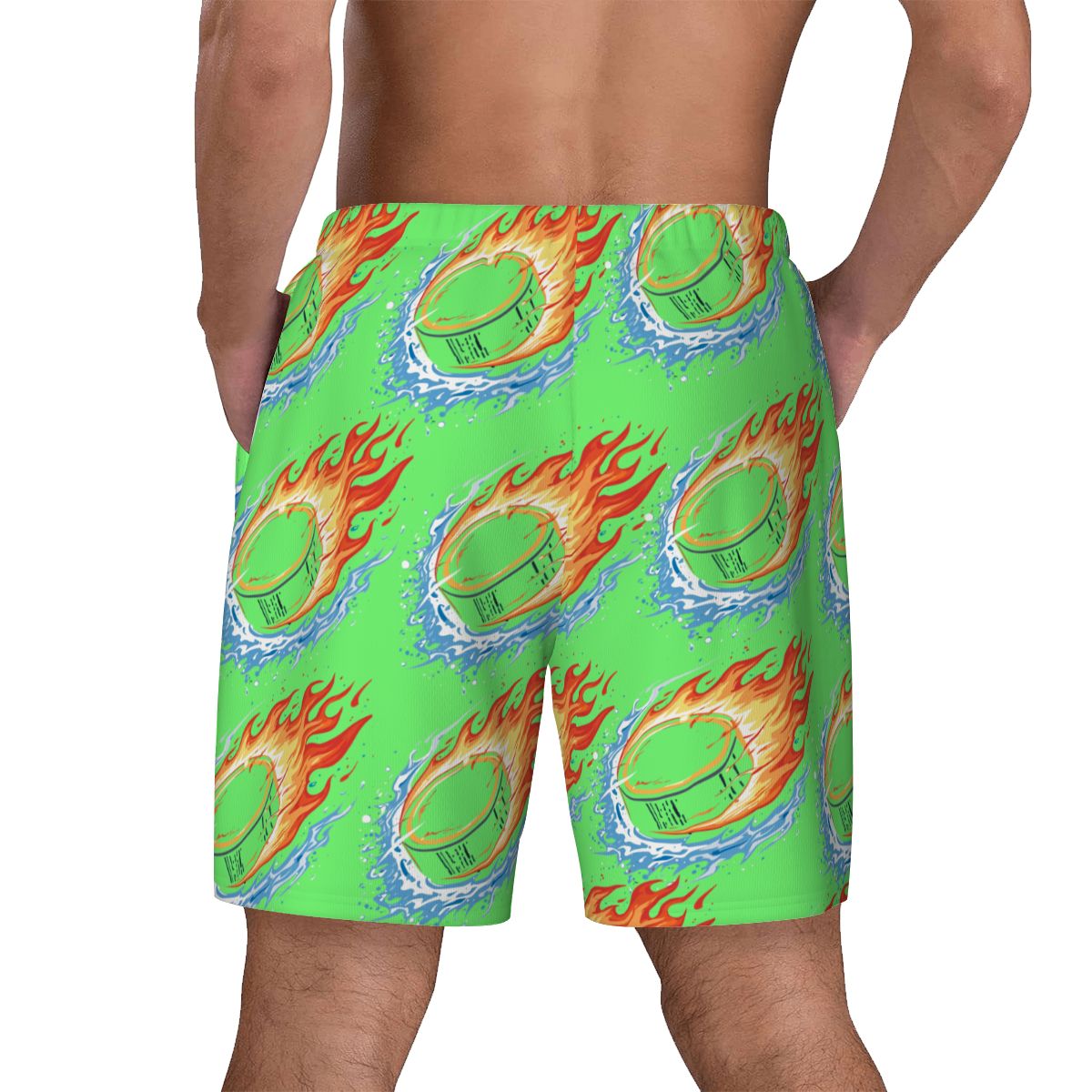 W2W Pro Mesh Hybrid Shorts - Flamin Hockey Pucks Hot Green