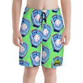 Youth Swim Shorts - Baseball Sprinkles Drip Hot Green