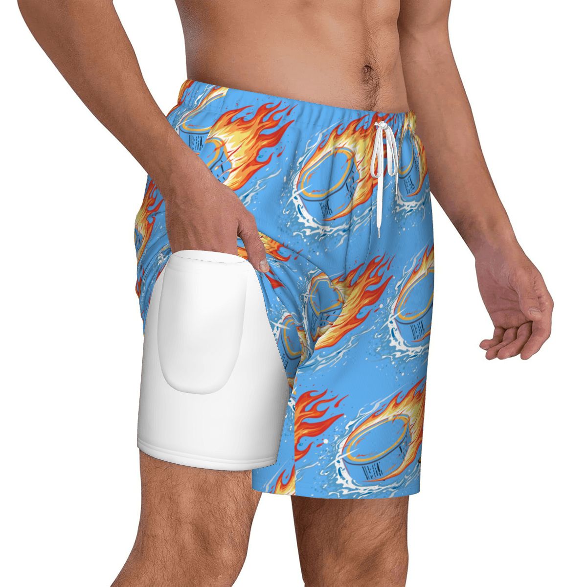 W2W Pro Mesh Hybrid Shorts - Flamin Hockey Pucks Blue